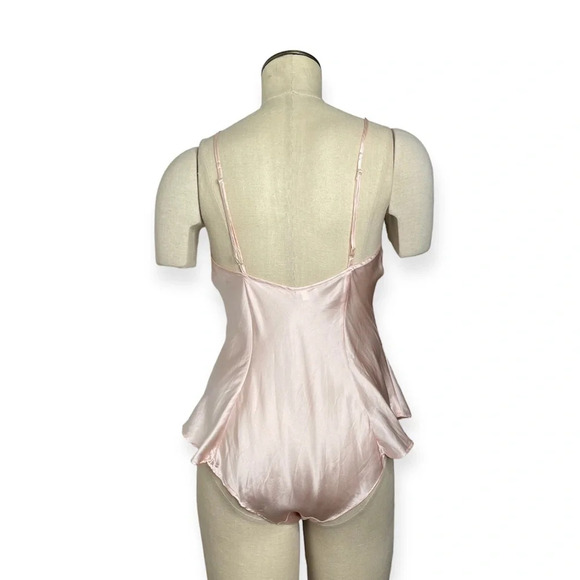 VINTAGE Victoria's Secret Gold Label Silk Heart Embroidered Ruffle Teddy Size S - Picture 3 of 15